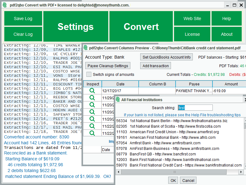 PDF2QBO Convert software